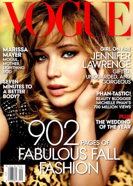 Jennifer Lawrence sul numero di Settembre 2013 di Vogue US