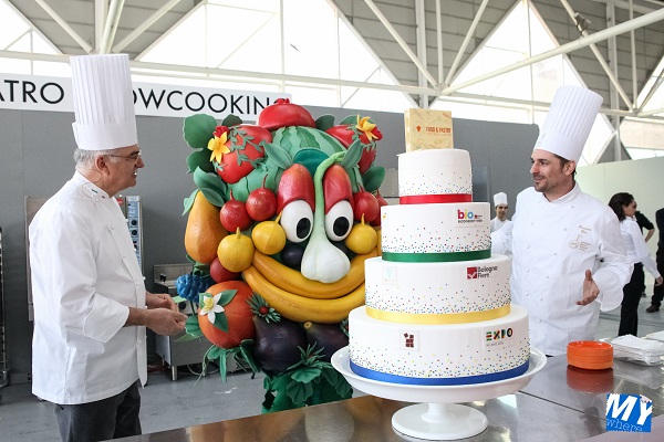 Gino Fabbri, Francesco Elmi e Foody la mascotte di Expo 2015