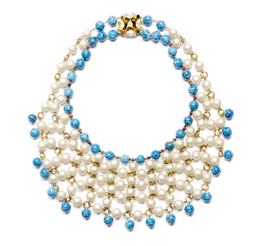 Collaretta, perle di vetro imitazione perle naturali e turchesi, anni 50, Emma Caimi Pellini – foto Francesco di Bona