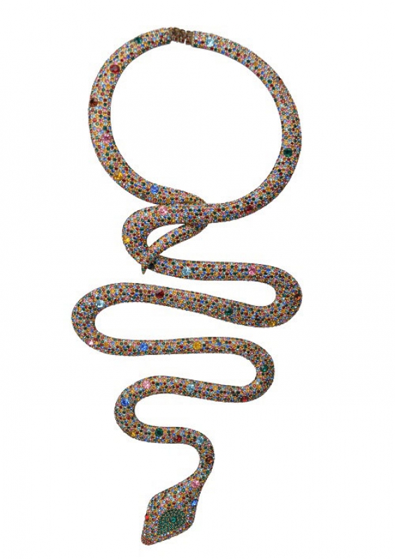Collana Serpente, acetato, vernice oro, strass Swarovski, 1968, Bijoux Bozart per Tita Rossi Alta Moda – foto Archivio Bijoux Bozart