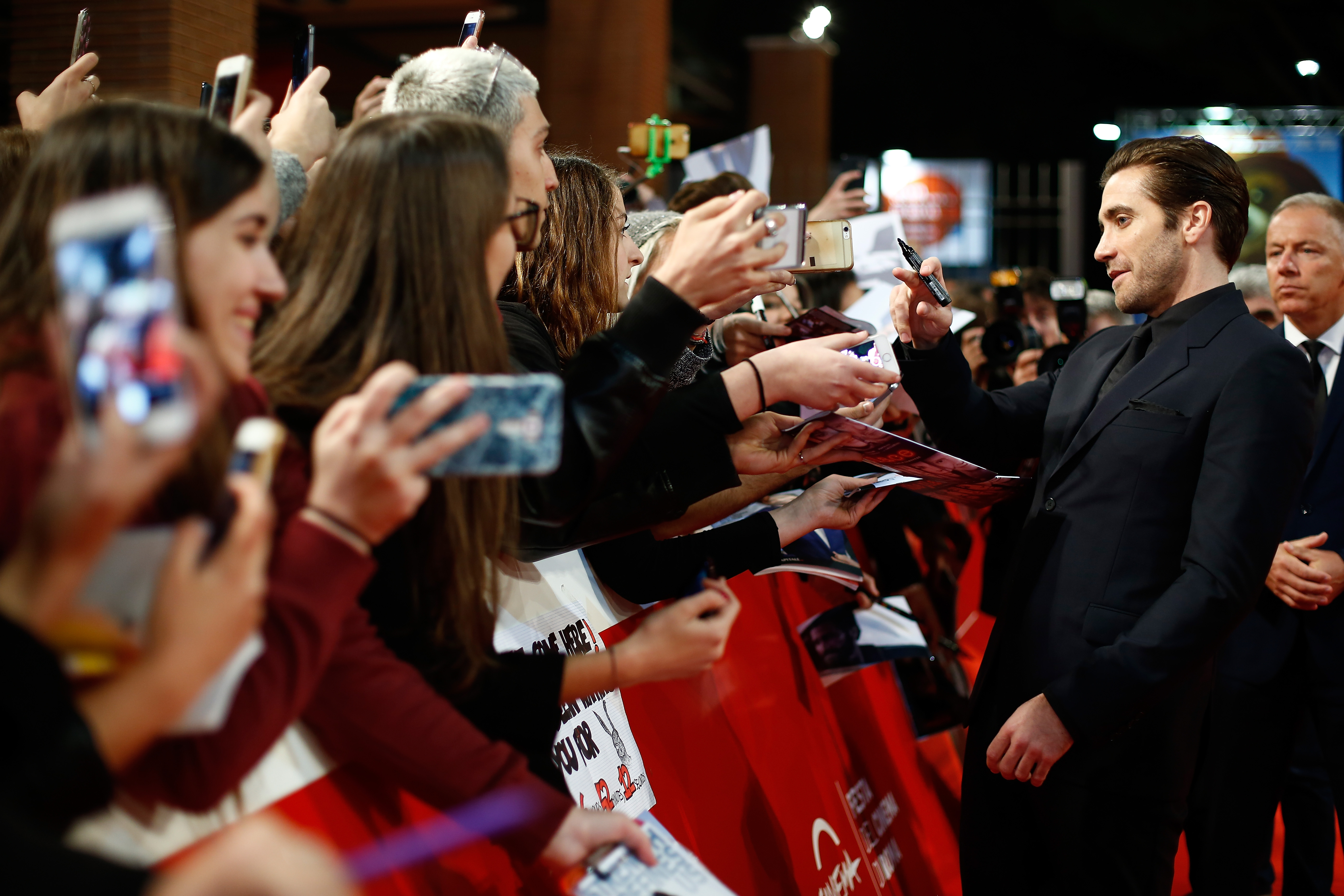 walks a red carpet for 'Stronger' during the 12th Rome Film Fest at Auditorium Parco Della Musica on October 28, 2017 in Rome, Italy.
