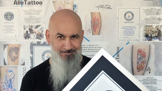 Intervista ad Alle Tattoo, il tatuatore italiano nel Guinness World Record: “Tatuare è un’arte, a breve il 15° Record!”